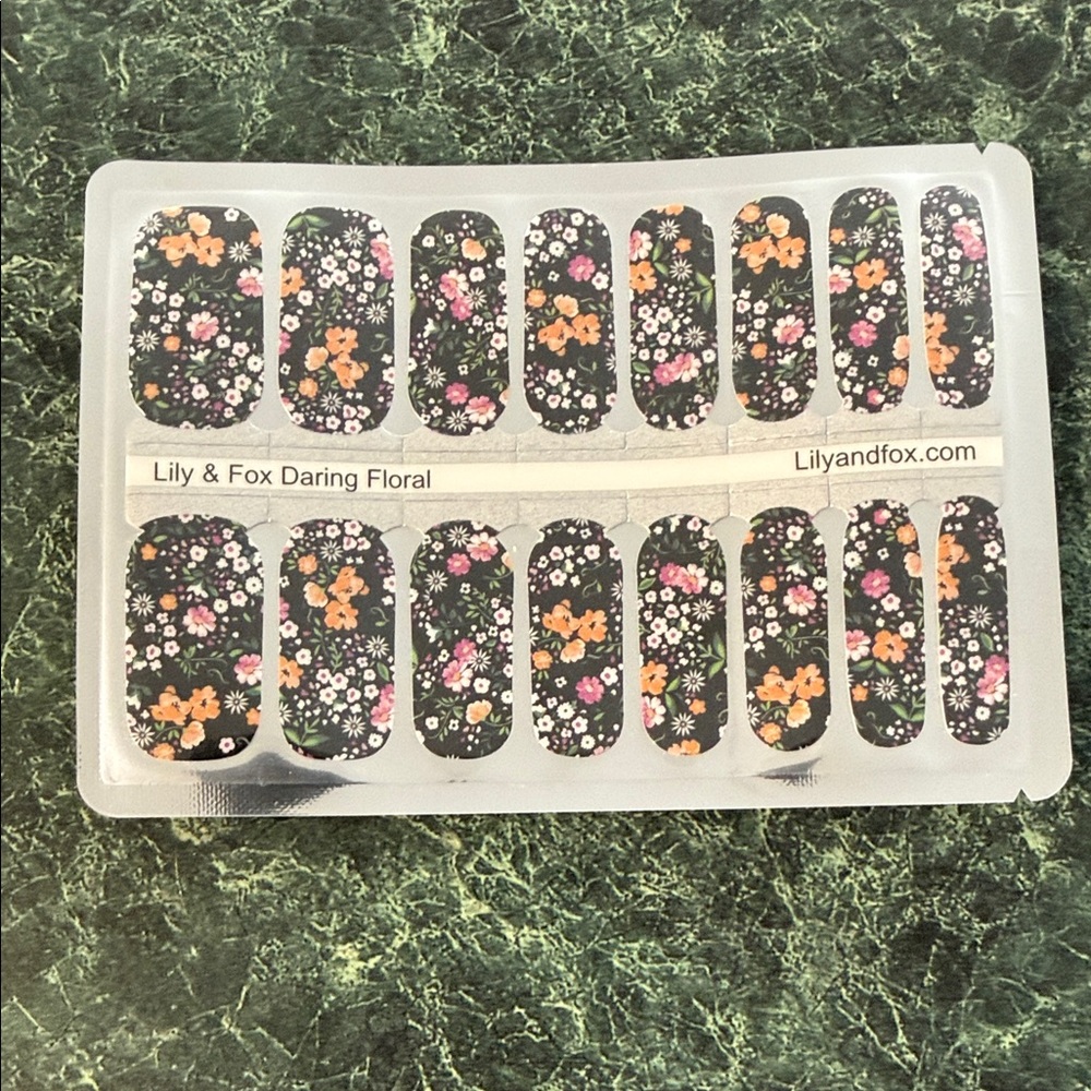 Lily & Fox Daring Floral Nail Wraps - Black and Orange